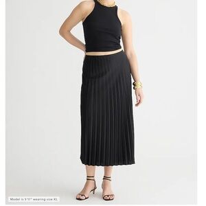 J.Crew Black Accordian Pleated Mid Length Skirt Size 8